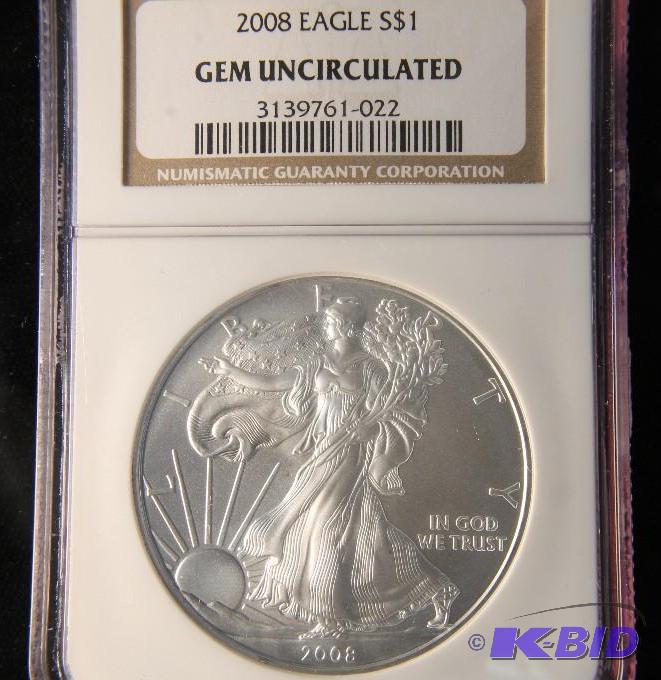 2008 AMERICAN SILVER EAGLE 1 TROY Oz. .999 FINE SILVER SILVER DOLLAR COIN