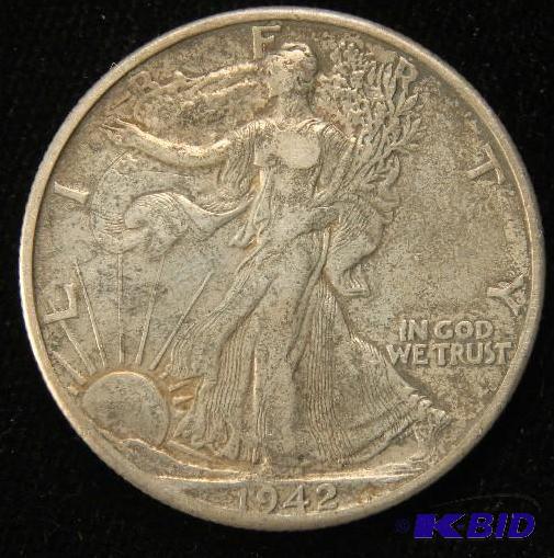 1942 D WALKING LIBERTY HALF DOLLAR VF