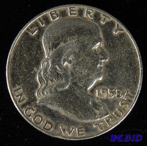 1958 D FRANKLIN HALF DOLLAR FINE