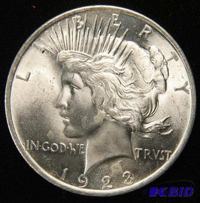 1923 PEACE DOLLAR NEAR GEM UNC