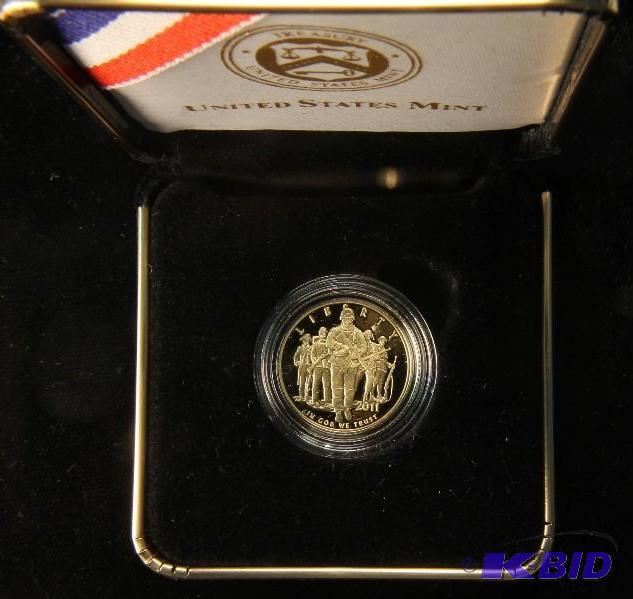 2011 US ARMY $5 PROOF GOLD COMMEMORATIVE COIN 14 Oz. GOLD WITH BOX & COA ORIGINAL GOV. PACKAGING