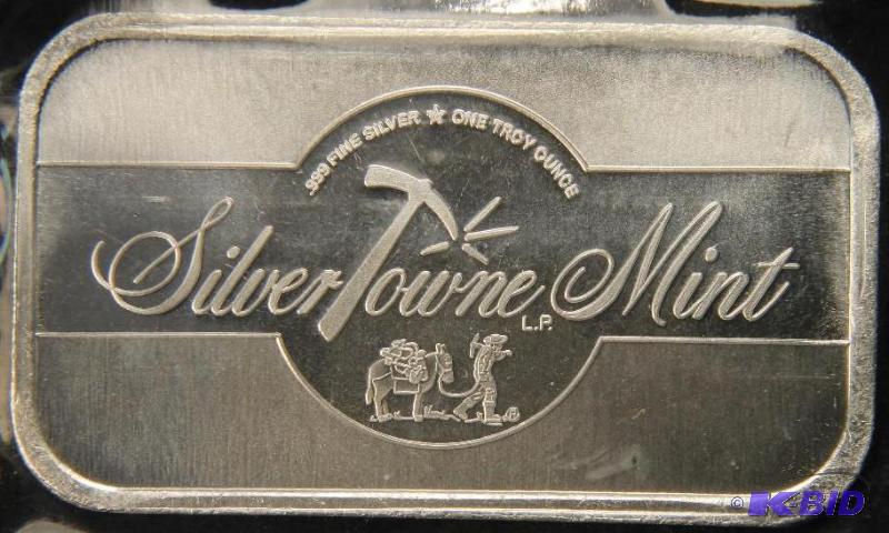 1 TROY Oz. .999 FINE SILVER BAR SILVERTOWNE MINT UNC
