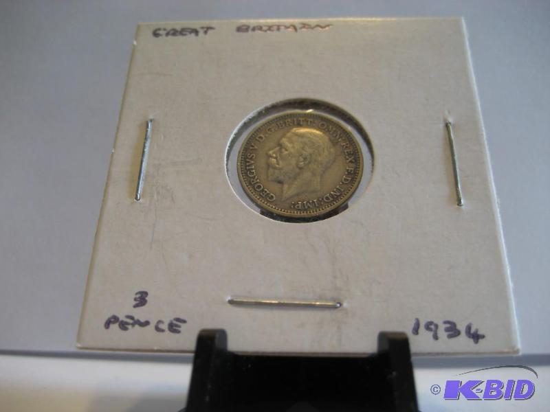 1934 GREAT BRITAIN 3 PENCE 50% SILVER