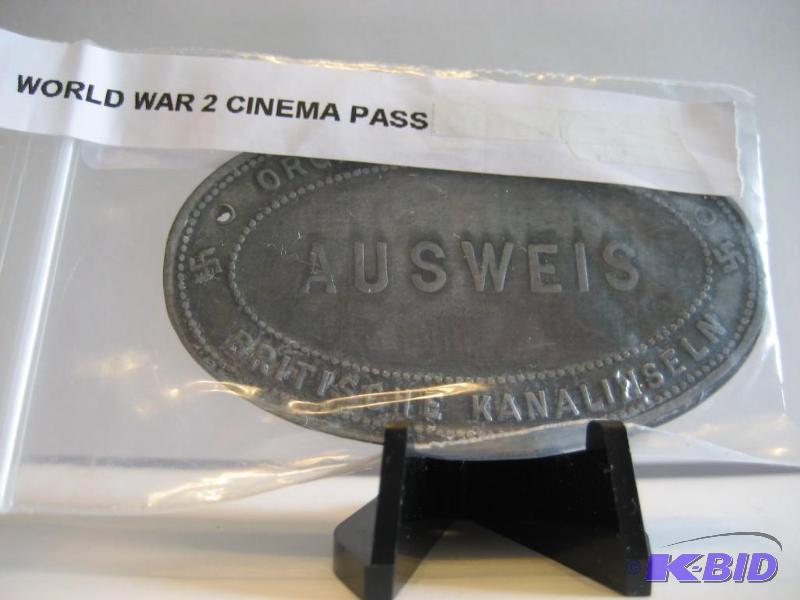 WORLD WAR 2 GERMAN CINEMA (MOVIE) PASS