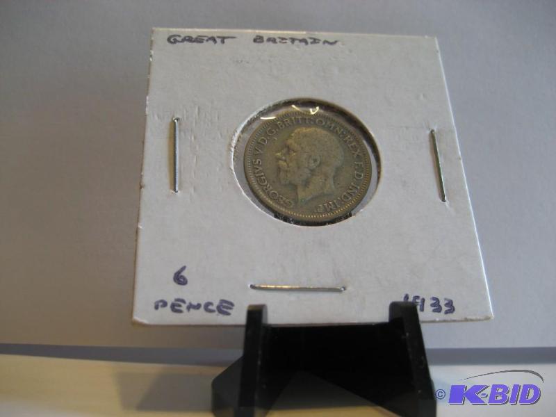 1933 GREAT BRITAIN 6 PENCE 50% SILVER