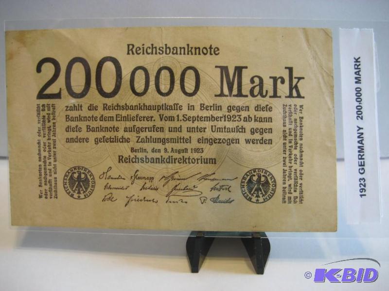 1923 GERMAN 200,000 MARK NOTE