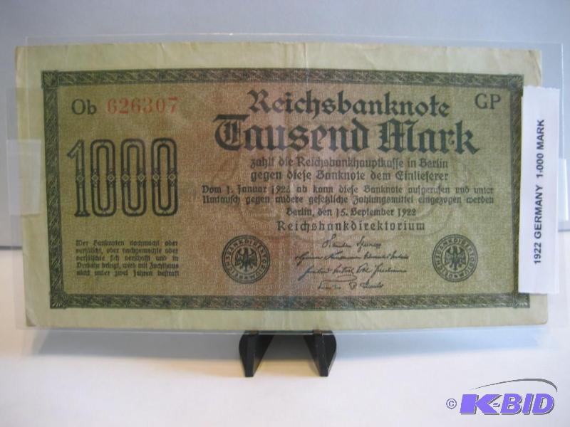 1922 GERMAN 1000 MARK NOTE