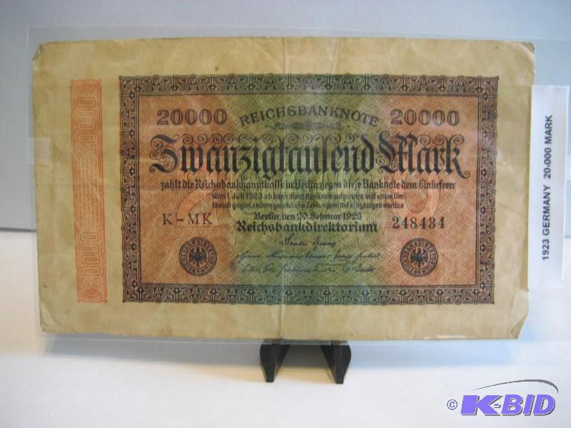 1923 GERMAN 20,000 MARK NOTE