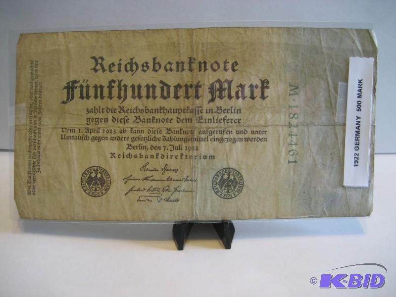 1922 GERMAN 500 MARK NOTE