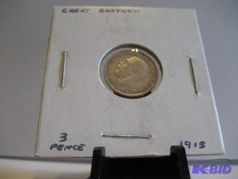 1915 GREAT BRITAIN 3 PENCE 93% SILVER