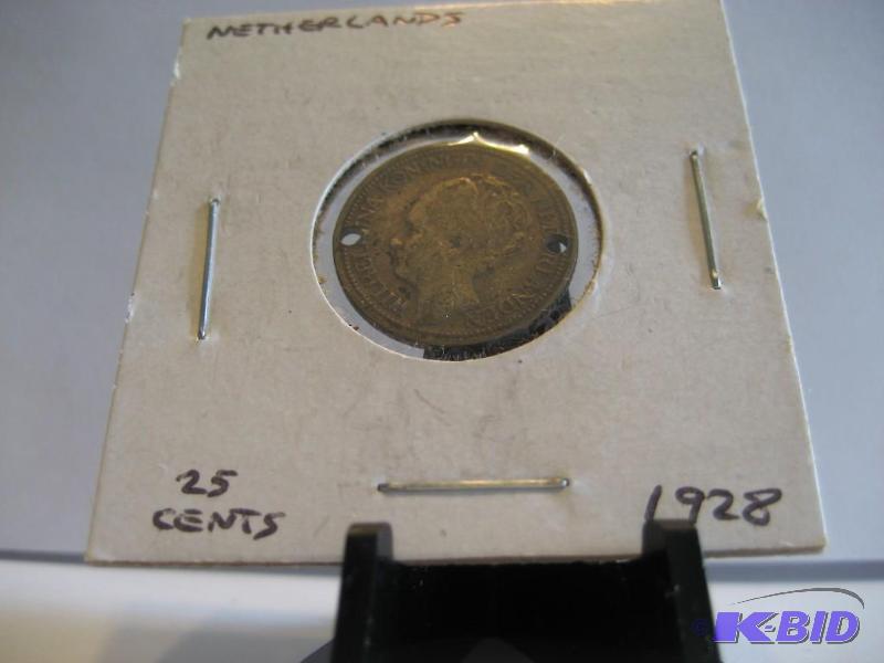 1928 NETHERLANDS 25 CENTS 65% SILVER