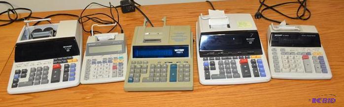 lot 112 image: 5 Printing calculators Sharp EL-1197PIII colo...