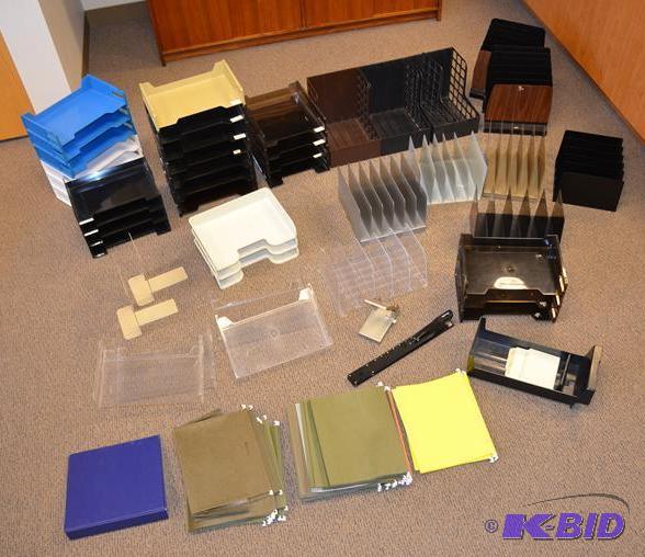 lot 117 image: Office supplies - paper trays...