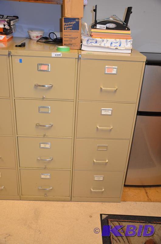 lot 53 image: Two metal four drawer filing cabinet 18x28x52...
