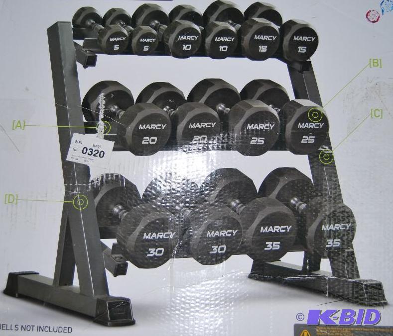 Marcy Deluxe 3 Tier Dumbell Rack, missing bol...
