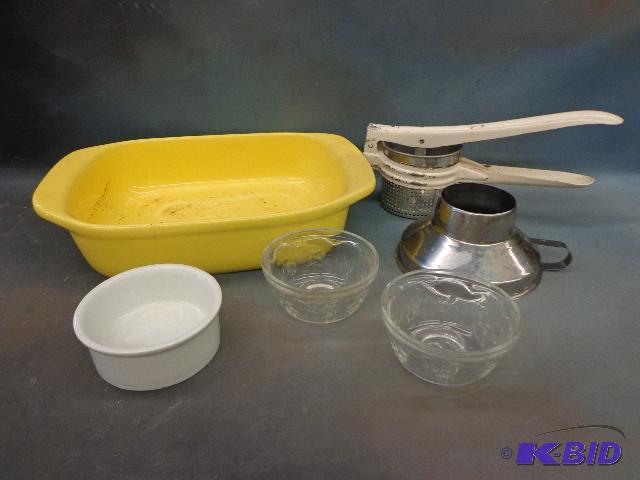 lot 115 image: Kitchen Utensils   Tomato press  Funnel  Cass...