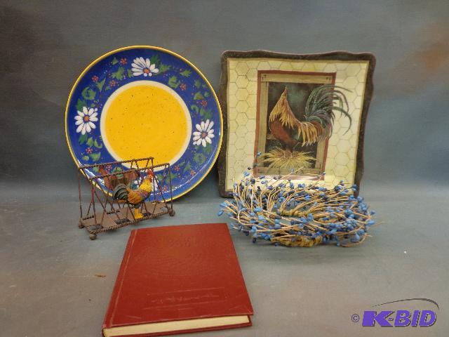 lot 126 image: Home Decorations   Blueberry wreath  Iron roo...