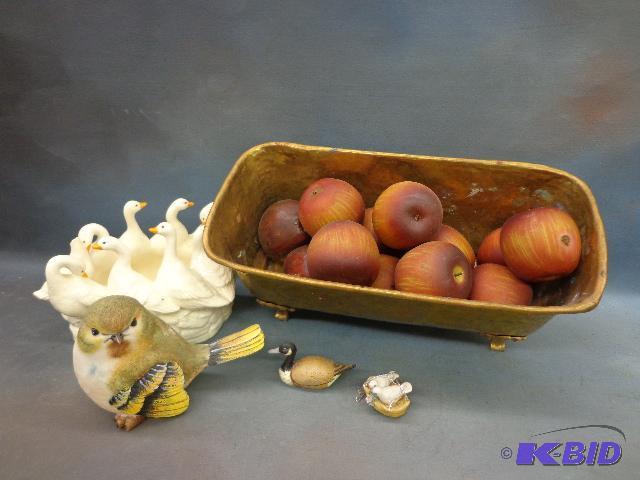 lot 129 image: Planter, Birds, Duck Bowl and Apples   Plante...
