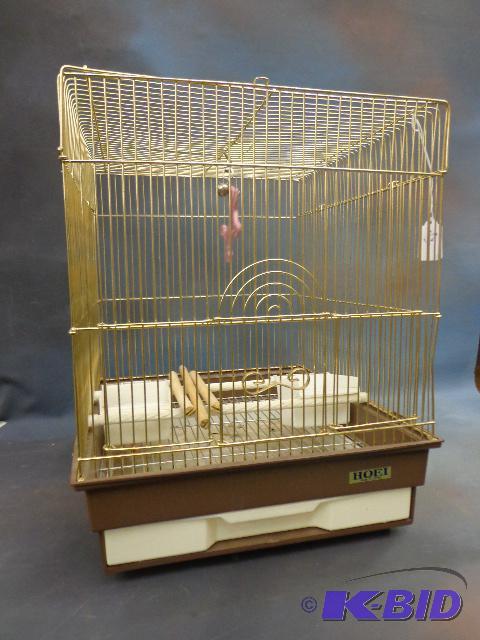 lot 21 image: Bird&nbspCage   Brass  Pull out tray  16 X 1...