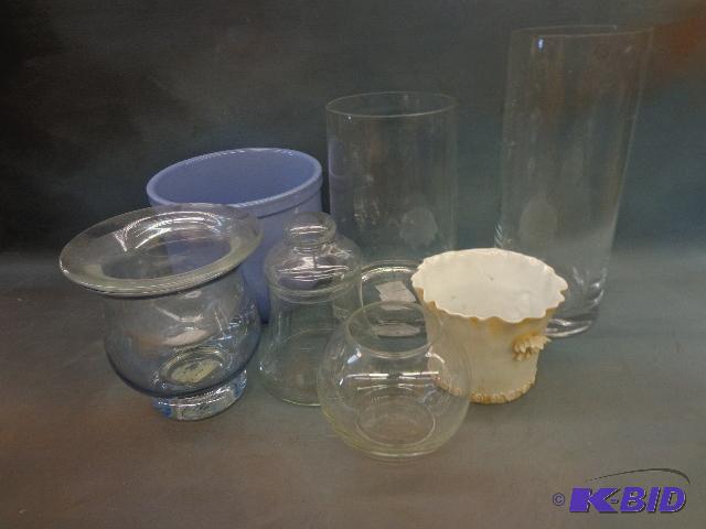 lot 48 image: Glass Vases   10" tall  8" tall ...
