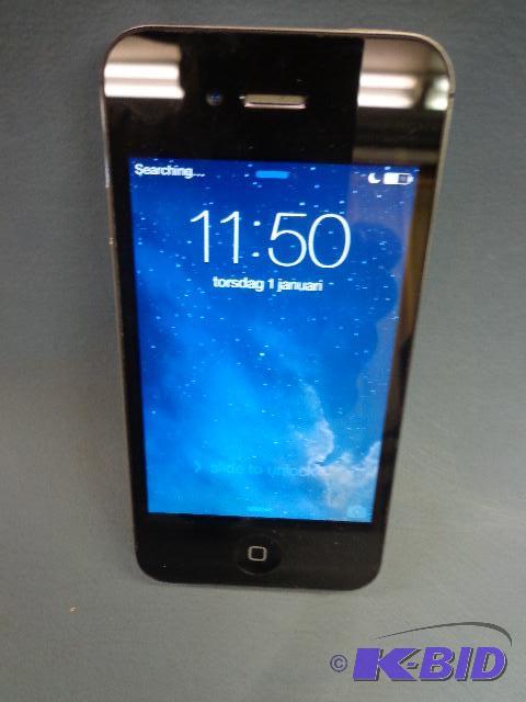 lot 5 image: Black I Phone 4   Charger included  Powers up...