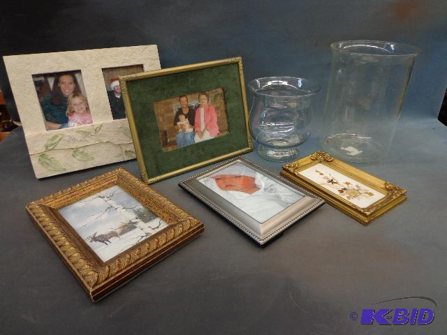 lot 51 image: Picture Frames and Glass Vases   Vases are 5&...