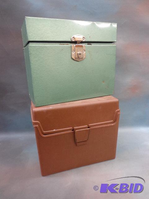 lot 61 image: Files Boxes   Plastic is 12 X 11 X 9  Metal i...