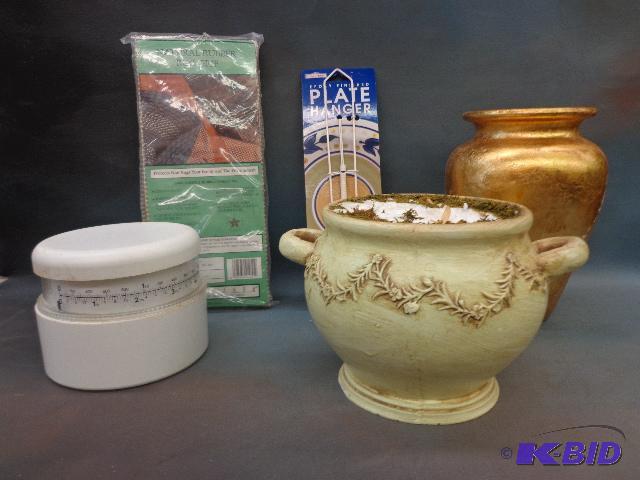 lot 63 image: Kitchen Scale,Gold Vase and Rug Gripper   Rug...
