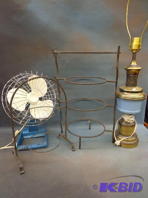 lot 68 image: Plant Stands, Fan and Lamp   Stands are 21&qu...