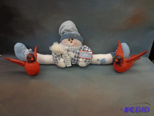 lot 70 image: Snowman Door Stopper and Cardinal Ornaments...