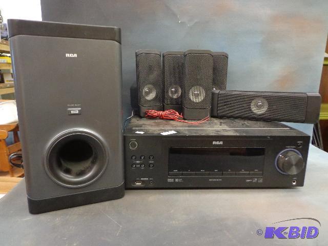 lot 79 image: RCA Home Theater    6 speakers  Receiver...