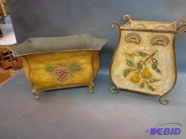 lot 83 image: Planters   9 X 12 X 6  Grape on is 16 X 8 X 9...