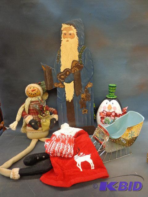 lot 84 image: Christmas Decorations   Wooden Statue is 24&q...