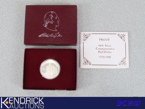 lot 12 image: 1982 - 90% Silver Proof George Washington Commemorative Half Dollar