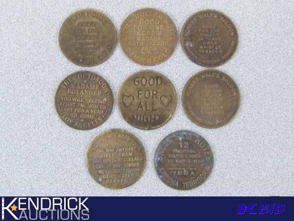 lot 31 image: 8 Authentic Antique Brothel Tokens