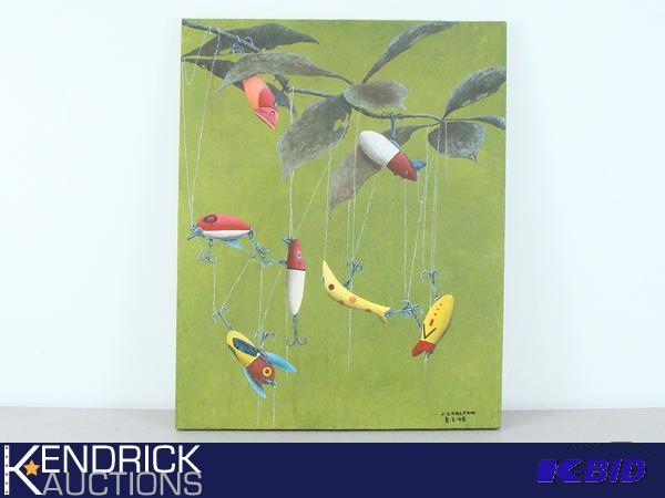 lot 44 image: Oil Painting of Tangled Lures in Seaweed Signed J. Carlton