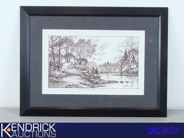 lot 51 image: Framed Kodak Approval Evening Solitude Sketch Signed Terry Redlin 1988