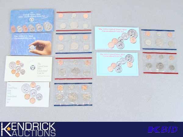 lot 68 image: 1991, 1992, and 1994 U.S. Mint Uncirculated Coin Sets