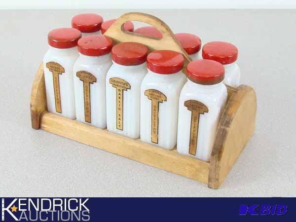 lot 77 image: Vintage Milk Glass Spice Rack