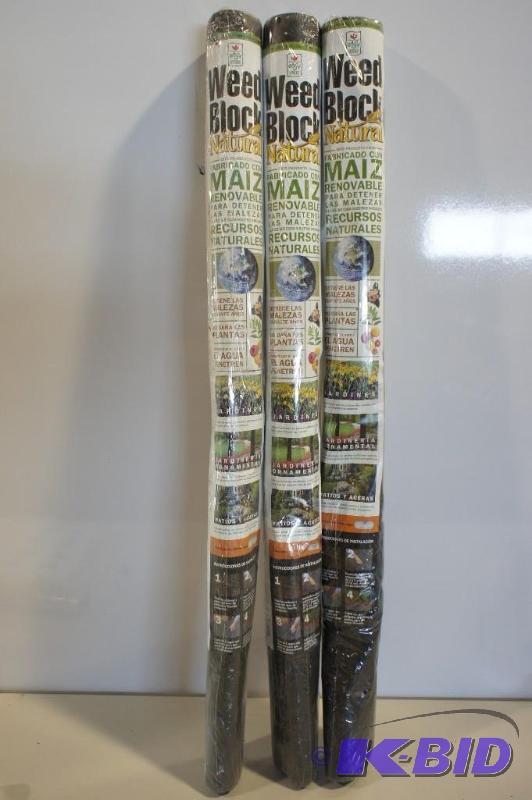 lot 22 image: Lot of 3 Rolls of Weed Block Natural Fabric -...