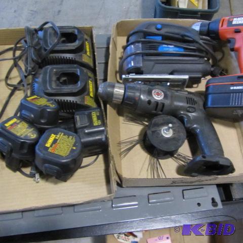 lot 107 image: Jig Saw, Drills, Batteries