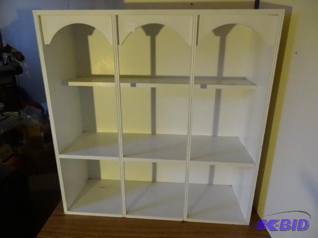 lot 113 image: Wood Table Top Decorative Cabinet Storage She...
