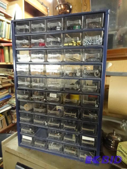 lot 169 image: 50 Drawer Hardware Cabinet. Misc Hardware Inc...