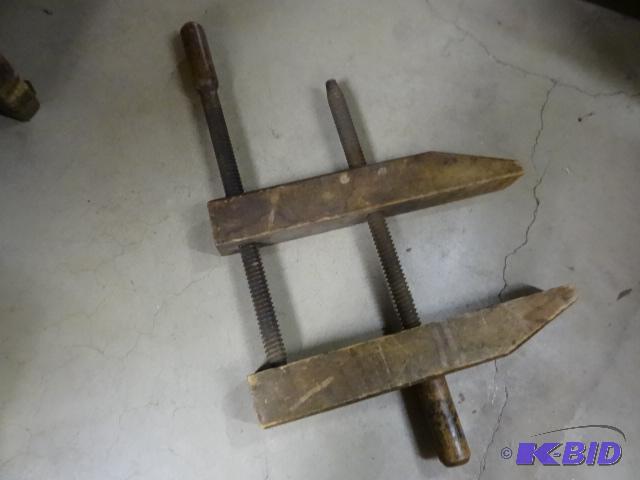 lot 198 image: Vintage All Wood Screw Clamps...