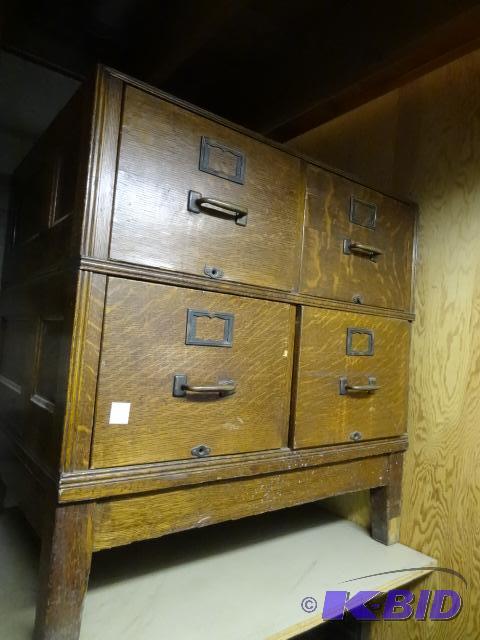 lot 5 image: Vintage Wood 4 Drawer File Cabinet, 33 X 25 X...