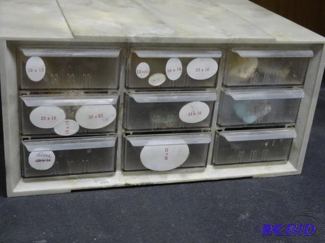 lot 88 image: 6 Drawer Hardware Cabinet with Misc Stones...