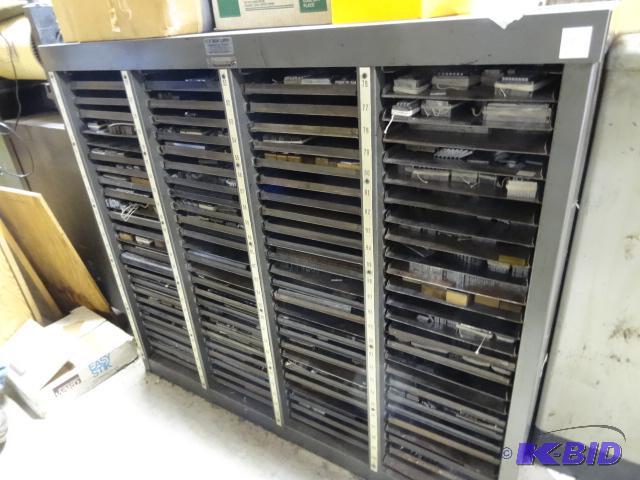 lot 9 image: Hamilton Type Setter Cabinet Filled with Most...