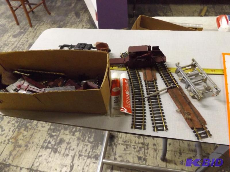 Box of train track parts and misc....