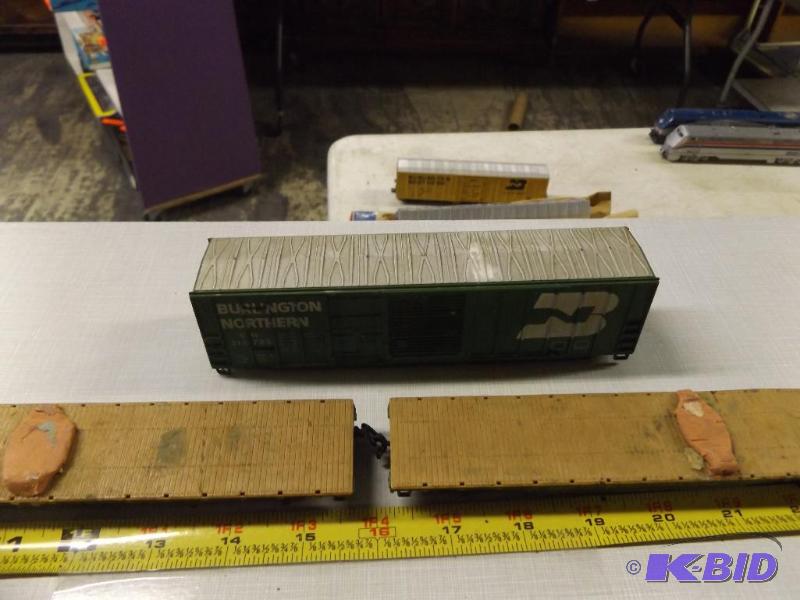 Burlington Northern Rail Car, and two flat be...