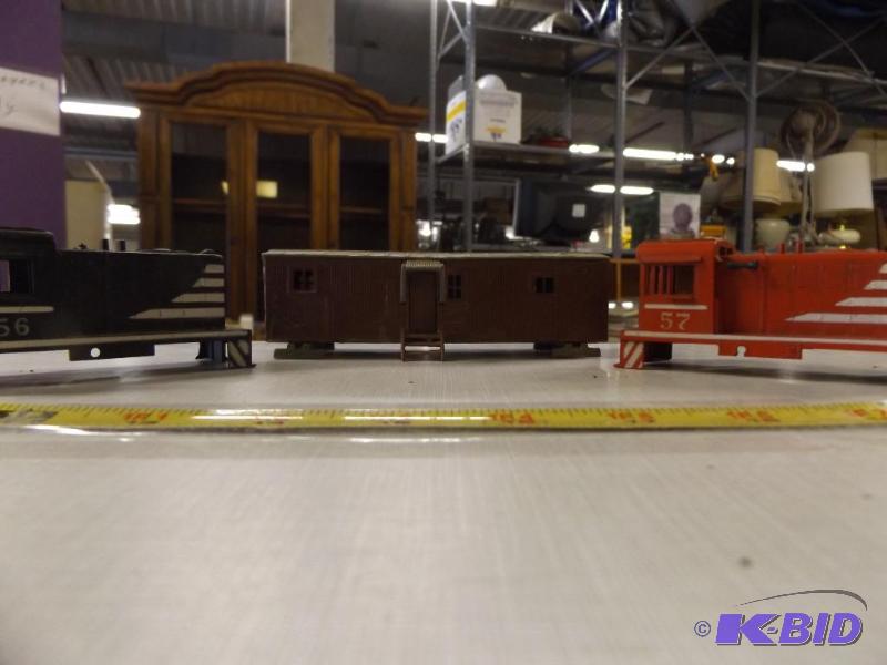 Box car and two engine body pieces, not compl...